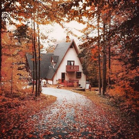 Download Cozy Autumn Aesthetic Cabin House Wallpaper