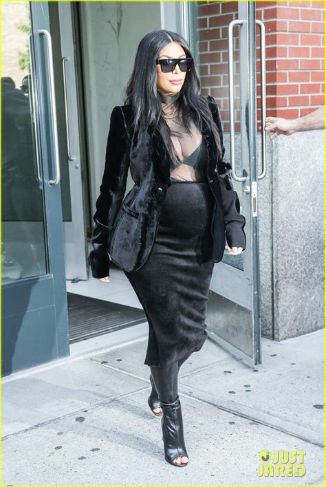 Pregnant Kim Kardashian Puts Her Bra On Display In Sexy Sheer Outfit