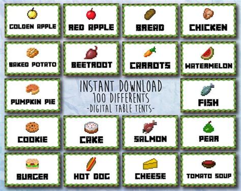 Now, minecraft become a really unique theme. Minecraft Table Tents - Party Favor Birthday Food Tent ...