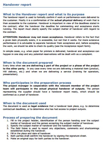 We are not using any handover format. Handover Report Templates - Word Excel Samples