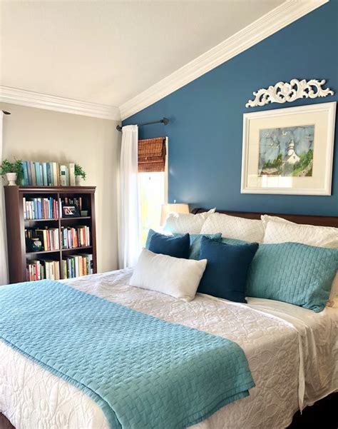 Blue Accent Wall In Master Color Is ‘poseidon By Behr At Home Depot