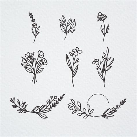 Wildflowers SVG Bundle Hand Drawn Wild Flower Clipart - Etsy | How to