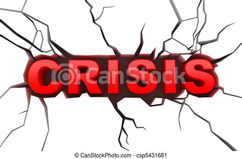 Clipart Of Crisis Concept On Craked Surface Crisis Concept On White