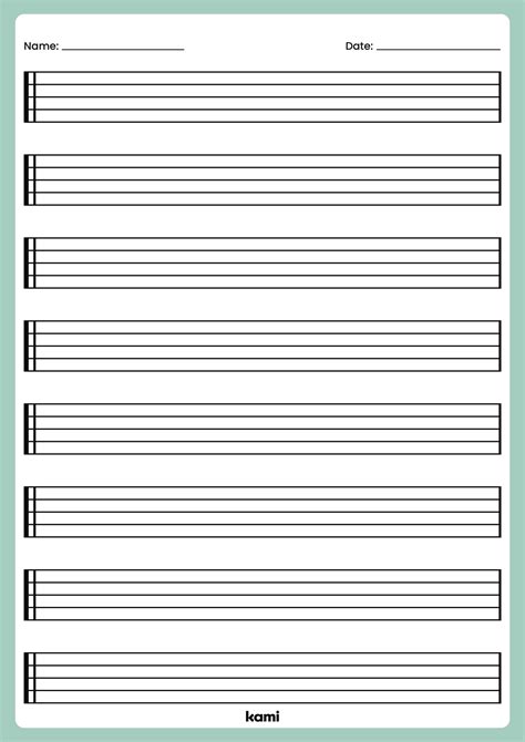 Music Notes Template Blank For Teachers Perfect For Grades 10th