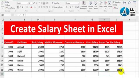 How To Make Salary Sheet Using Microsoft Excel Youtube Riset