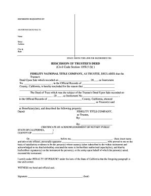 Deed Of Rescission Sample Fill Online Printable Fillable Blank