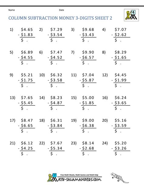 These pdf worksheets provide abundant practice for 6th grade, 7th grade, and 8th grade students. 4th Grade Subtraction Worksheets