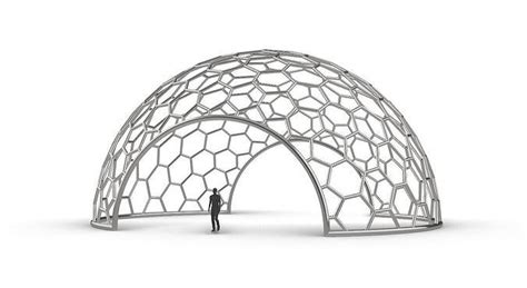 Hexagonal Dome Structure Geodesic Like Wireframe Design V3 3d Model