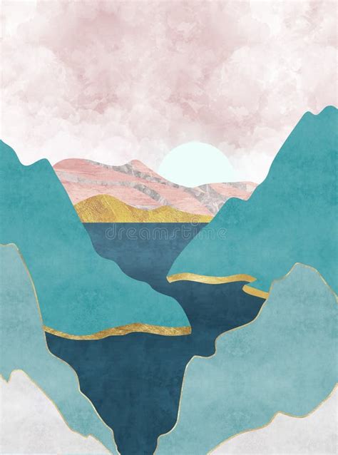 Abstract Mountain Landscape Poster Geometric Landscape Background In