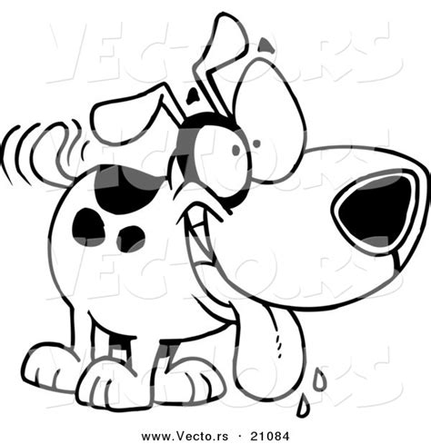 Vector Of A Cartoon Drooling Happy Dog Coloring Page Outline By