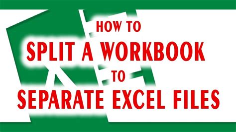 How To Split A Workbook To Separate Excel Files Youtube