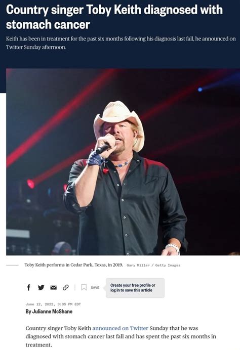 country singer toby keith diagnosed with stomach cancer keith has been in treatment for the past