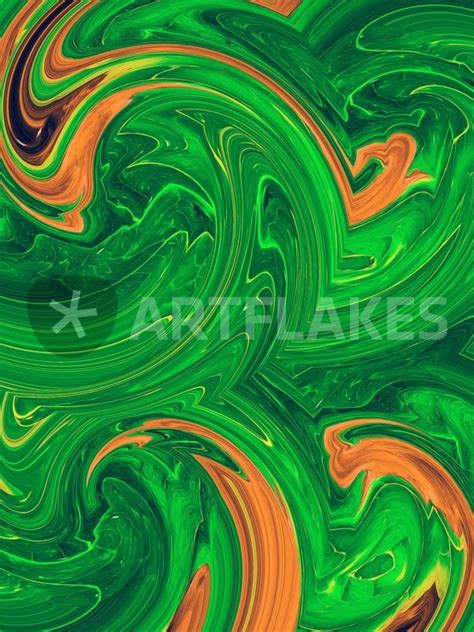 Green Orange And Brown Curly Painting Abstract Background Painting