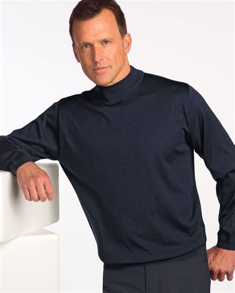 Cotton And Microfiber Classic Long Sleeve Mock Turtleneck Long Sleeve Tshirt Men Luxury