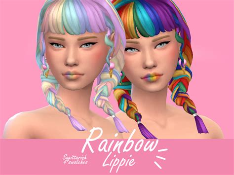 The Sims Resource Rainbow Lippie Hair By Sagittariah Sims 4 Hairs