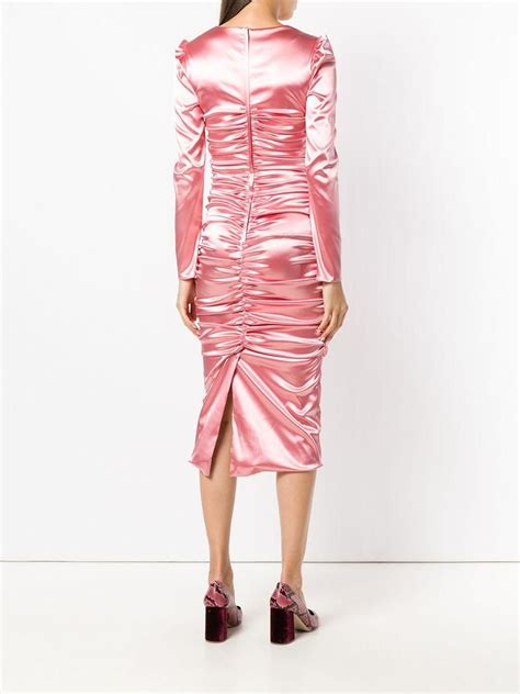 Dolce And Gabbana Stretch Satin Midi Dress In Pink Modesens Satin