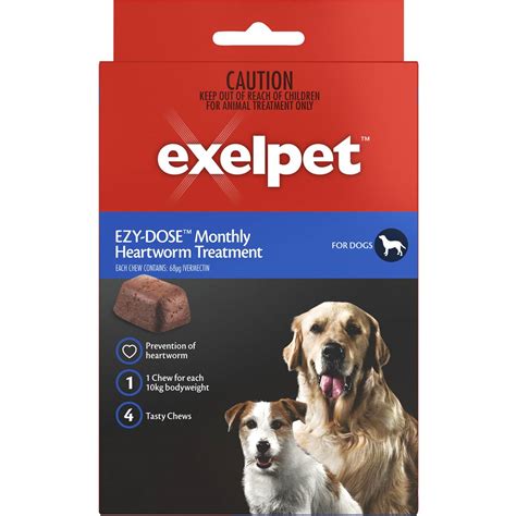 Exelpet Ezy Dose Monthly Heartworm Treatment For Dogs 4 Pack Woolworths