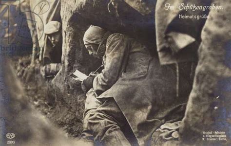 Image Of German Soldier In A Trench Writing A Letter Home World By
