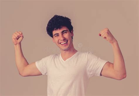 Close Up Portrait Of Young Man With Excited Facial Expression Surprised