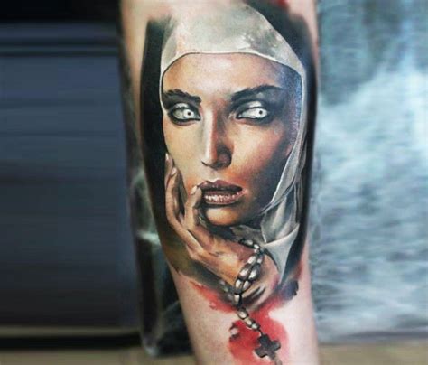 Face Tattoo Ink Tattoo Conjuring Nun Religious Tattoos For Men