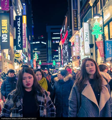 Crowd People In Seoul Capital Of South Korea As 500px Marketplace