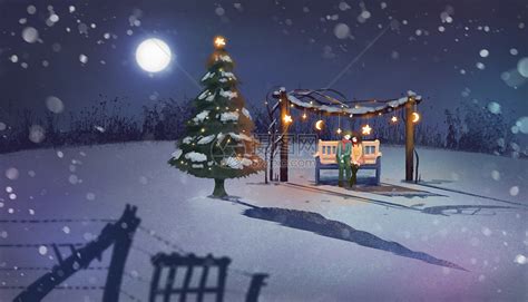 浪漫圣诞夜插画图片下载 正版图片400083579 摄图网