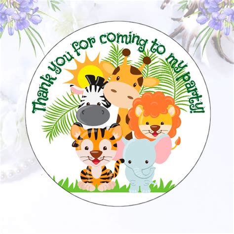 40 Jungle Animal Shower Thank You Labels Safari Baby Shower Etsy