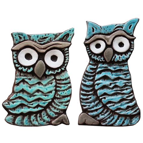 Ceramic Owl Wall Art Set Of 4 Owl Figurines Gvega