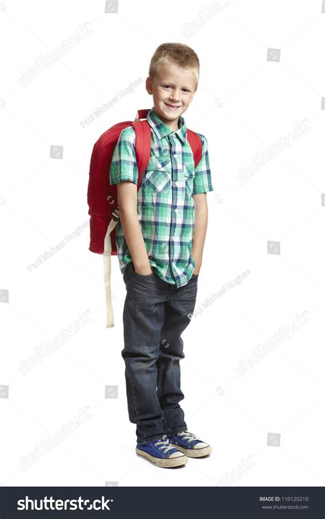 8 Year Old School Boy Backpack Stock Photo 110120210