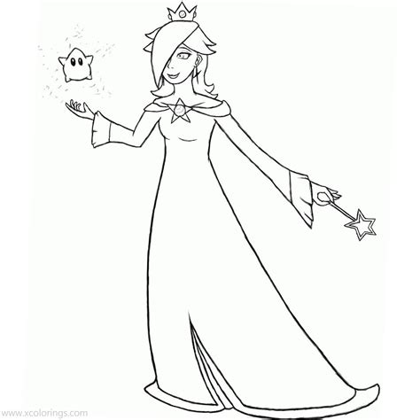 Rosalina and Luma Coloring Pages Lineart - XColorings.com