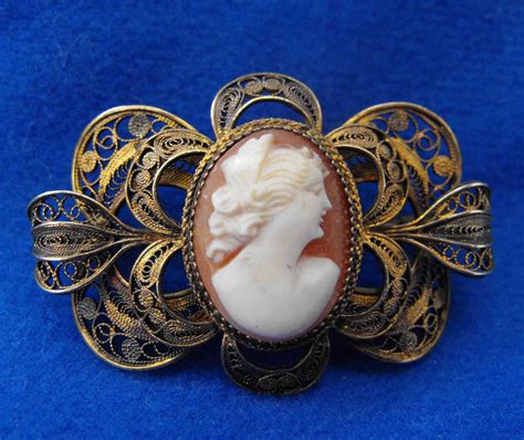 Antique Cameo Brooch Edwardian 900 Silver Gold Wash Etsy Cameo