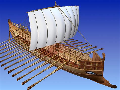 Greek Ancient Ship Bireme Obj