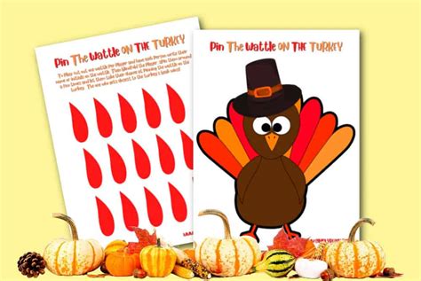 Pin The Wattle On The Turkey Free Printable Thanksgiving Game