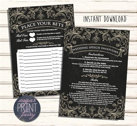 Instant Printable Download Digital File Wedding Betting