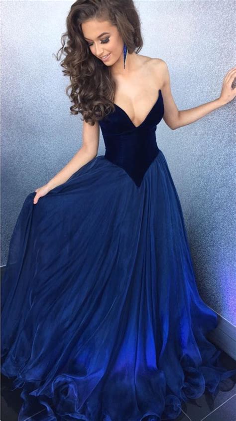 prom dress sexy strapless bodice corset long organza navy blue prom dresses ball gowns on luulla