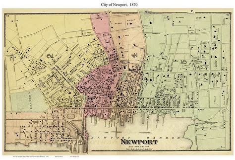 Newport City Rhode Island 1870 Old Town Map Reprint Old Maps