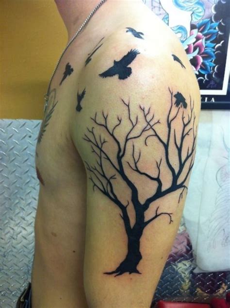 Tattoo of flying birds from tree. Flying Birds Tattoo Ideas - Birds Flying Away Tattoo ...