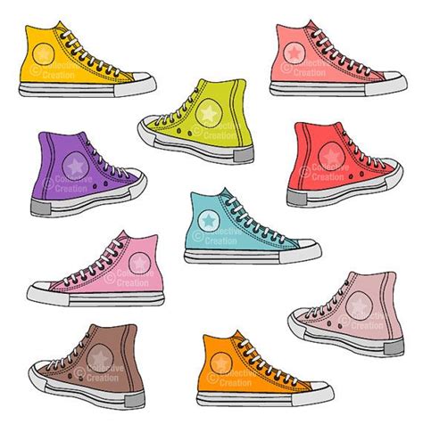 The Different Colors Of Converse Shoes Are Shown In This Drawing