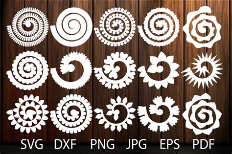 Rolled Flower Svg Flowers Template Rolled Paper Flowers Svg Etsy