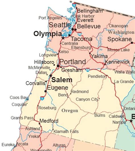 Map Of Washington Oregon And California Bote1um