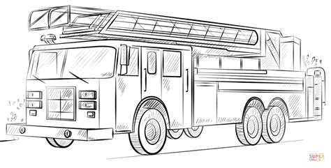 If you do not see the online coloring page fire truck in black and white above, you need to use another web browser: Fire truck with ladder coloring page | Free Printable ...