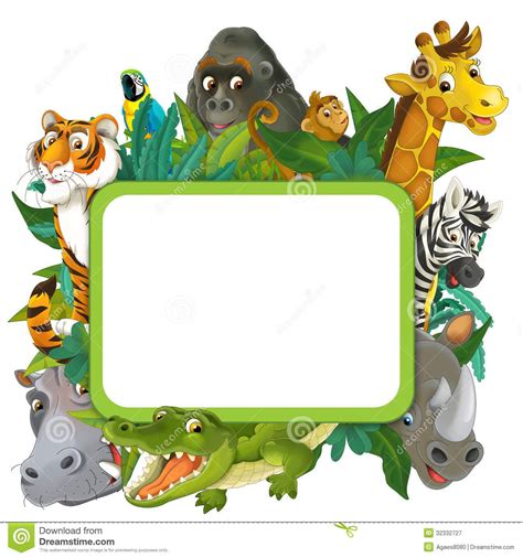 A Frame With Animals And Plants Around It