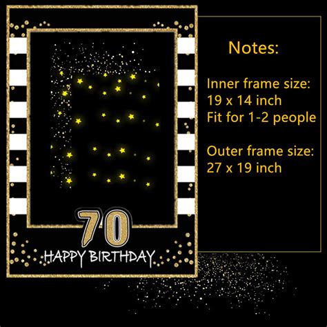 Jevenis Black Gold 70th Photo Booth Frame 70th Birthday Photo Frame