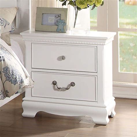 Benjara 155 In White 2 Drawer Wooden Nightstand Bm181918 The Home Depot