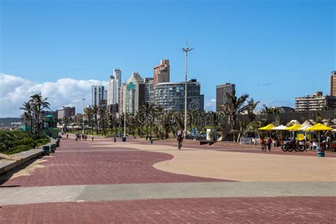 Paved Promenade Walkway At Durban S Golden Mile On Beachfront Stock
