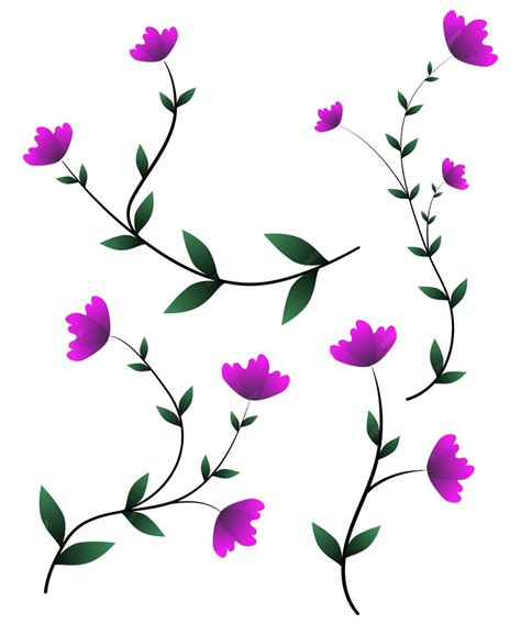 Premium Vector Purple Flowers On A White Background
