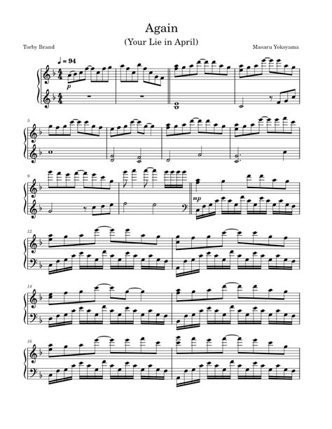 Again Your Lie In April Sheet Music For Piano Solo