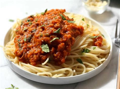 Spaghettis à La Bolognaise Aux Lentilles Au Cookeo Recette Par