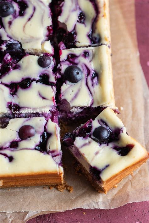 Blueberry Swirl Cheesecake Bars Beyond The Butter Recipe In 2021