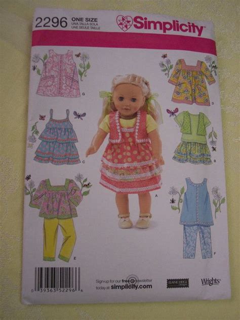American Girl Doll Clothes Pattern Simplicity 2296 By Tealane 395 American Girl Doll Clothes